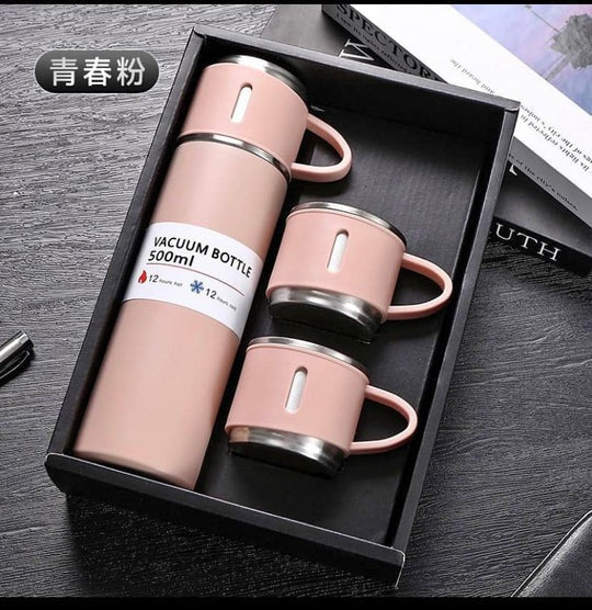 Termo de Acero Inoxidable 500ml + 3 Tazas