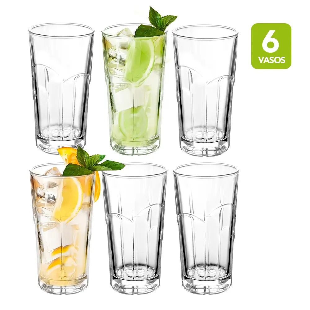 Set de 6 Vasos de Vidrio Alto 330 ML
