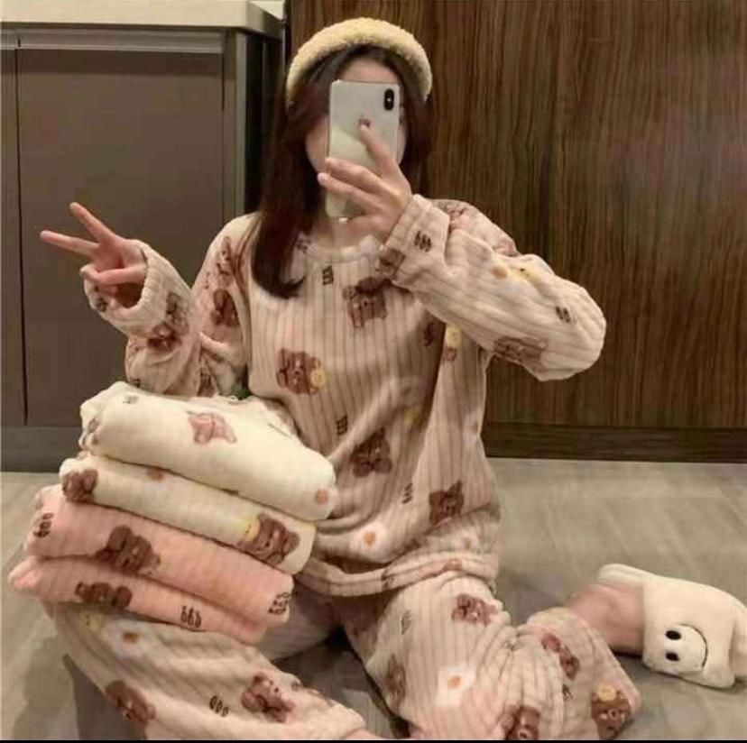 CONJUNTO DE PIJAMA MUJER DE INVIERNO 2 PIEZAS